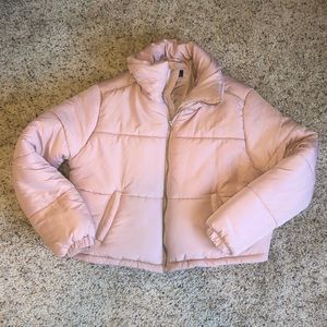 Rue 21 blush pink crop puff coat.
